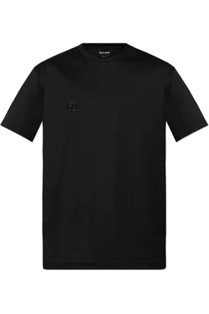 Giorgio Armani Tops, Heren, Zwart, L, Katoen, T-shirt met logo