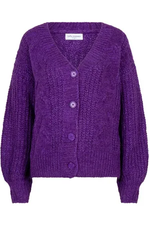 lofty manner Truien, Dames, Paars, M, Paarse Cardigan Isa | Freewear