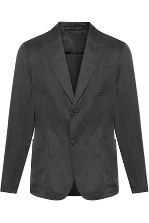 Giorgio Armani Jassen, Heren, Grijs, M, Linnen, Blazer met zakken
