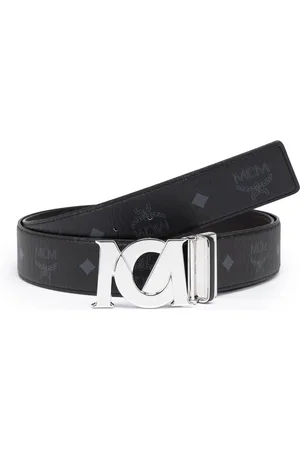 MCM Accessoires, Dames, Zwart, ONE Size, M-Art Omkeerbare Riem in Visetos, 3,8 cm
