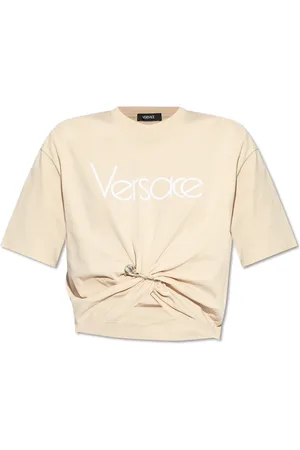 VERSACE Tops, Dames, , 3Xs, Katoen, T-shirt met decoratieve veiligheidsspeld