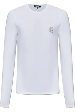 VERSACE Tops, Heren, Wit, L, Katoen, T-shirt met logo