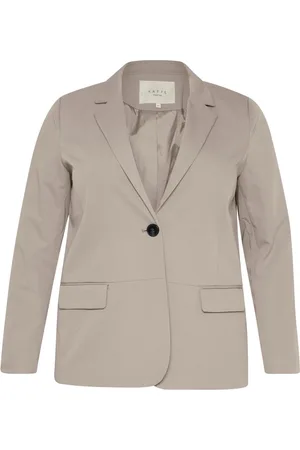 Kaffe Jassen, Dames, Grijs, 4Xl, Leer, Elegante Blazer Jas Elephant Skin Melange
