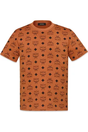 MCM Tops, Heren, Bruin, 2Xl, Katoen, T-shirt gemaakt van biologisch katoen met gedrukt Maxi-monogram