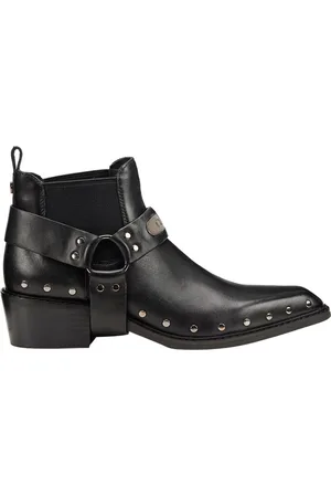 Cult Schoenen, Dames, Zwart, 38 EU, Leer, Zwarte Texano Laarzen Laag Dolores