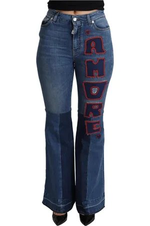 Dolce & Gabbana Jeans, Dames, Blauw, M, Katoen, Amore Flare Jeans - Blauw