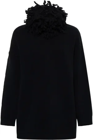 VALENTINO Truien, Dames, Zwart, S, Wol, Zwarte Sweaters met VLogo Signature