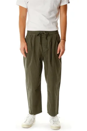American Vintage Broeken, Heren, Groen, L, Tapered-Fit Elastische Taille Broek