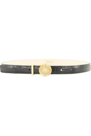 VERSACE Accessoires, Dames, Zwart, 80 CM, Leer, Medusa Riem Lente-Zomer 2025 Collectie