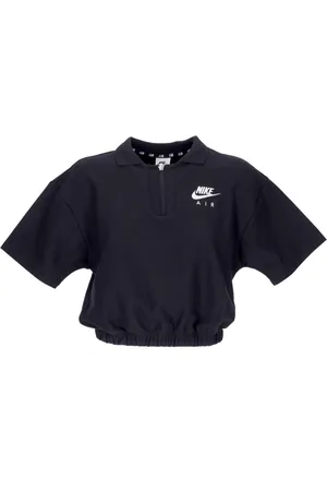 Nike Tops, Dames, Zwart, L, Katoen, Zwart/Wit Air Pique Crop Polo