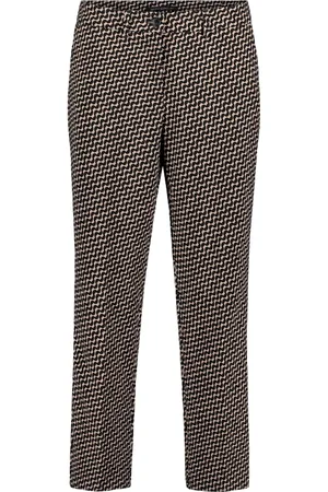 Betty Barclay Broeken, Dames, Zwart, 2Xl, Grafische Print Relaxed Fit Businessbroek