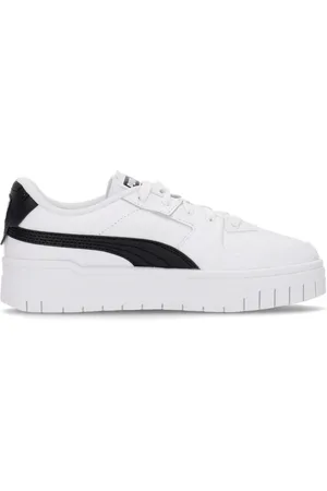 PUMA Schoenen, Dames, Wit, 37 EU, Leer, Wit/zwarte lage sneaker damesschoenen