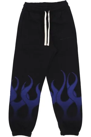 Vision Of Super Broeken, Heren, Zwart, L, Katoen, Flames Lichtgewicht Trainingsbroek Zwart/Blauw