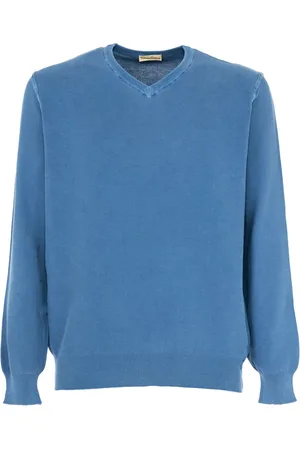 CASHMERE COMPANY Truien, Heren, Blauw, L, Lichtgewicht V-hals Heren Trui