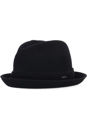 Kangol Accessoires, Heren, Zwart, M, Wol, Zwarte wollen Fedora hoed