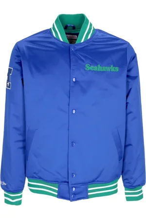 Mitchell & Ness Jassen, Heren, Blauw, M, Polyester, Seattle Seahawks Bomberjack NFL Teamkleuren