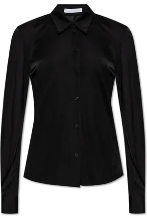 Helmut Lang Blouses & Shirts, Dames, Zwart, S, Leer, Overhemd met knopen