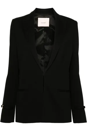 Twin-Set Jassen, Dames, Zwart, M, Satijn, Zwarte Textuur Cady Jassen