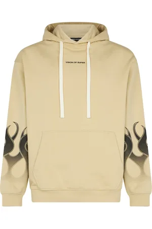 Vision Of Super Sweatshirts & Hoodies, Heren, , XL, Katoen, Flames Hoodie Zand/Zwart