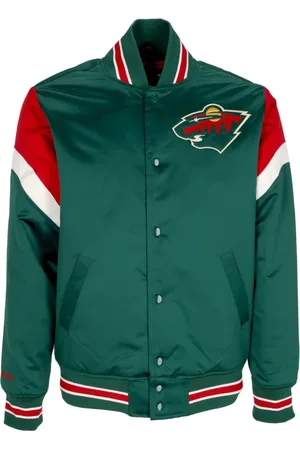 Mitchell & Ness Jassen, Heren, Groen, L, Polyester, NHL Heavyweight Bomber Jacket Originele Teamkleuren