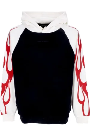 Vision Of Super Sweatshirts & Hoodies, Heren, Zwart, XL, Katoen, Flames Lichtgewicht Hoodie Off White/Zwart/Rood