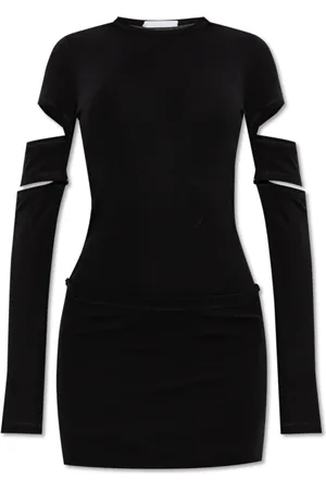 Helmut Lang Kleedjes, Dames, Zwart, XS, Katoen, Jurk met afneembare mouwen