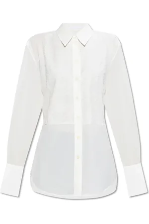 Helmut Lang Blouses & Shirts, Dames, Wit, M, Katoen, Shirt met kanten inzet aan de voorkant