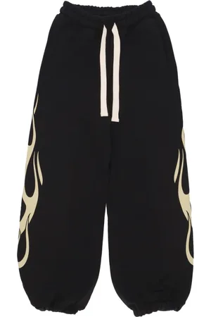 Vision Of Super Broeken, Dames, Zwart, L, Katoen, Vlammenprint Lichtgewicht Trainingsbroek