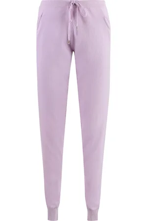 Malo Broeken, Dames, Paars, S, Cashmere Track-Pants met Ribboorden