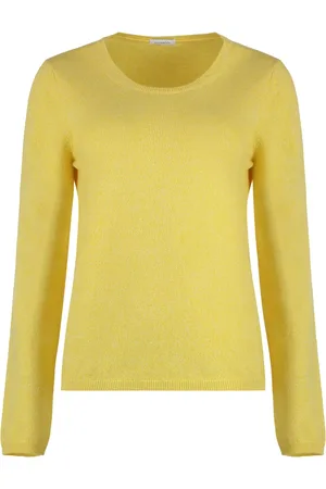 Malo Truien, Dames, Geel, M, Kasjmier, Luxe Cashmere Sweater Ribbed Knit