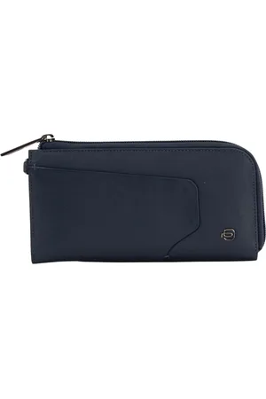 Piquadro Accessoires, Dames, Blauw, ONE Size, Leer, Leren portemonnee clutch met ritssluiting