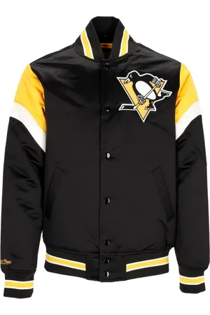Mitchell & Ness Jassen, Heren, Zwart, L, Polyester, NHL Heavyweight Bomberjack met Pittsburgh Penguins Logo