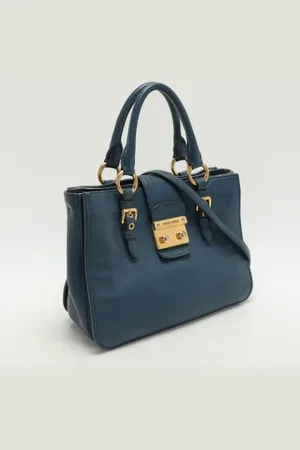 Miu Miu Pre-owned, Dames, Blauw, ONE Size, Pre-owned Leather totes