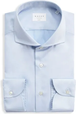 Xacus Overhemden, Heren, Blauw, L, Katoen, Tailor Fit Reis Shirt - Blauw
