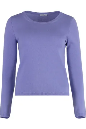 Malo Truien, Dames, Paars, 2Xs, Kasjmier, Luxe Cashmere Sweater met Ribgebreide Randen