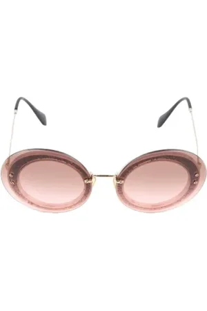 Miu Miu Pre-owned, Dames, Roze, ONE Size, Tweed, Pre-owned Glass sunglasses