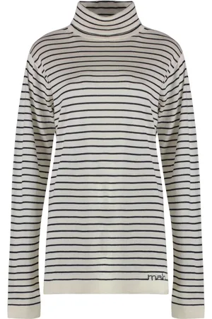 Malo Truien, Dames, Wit, M, Kasjmier, Gestreepte Cashmere-Zijde Trui