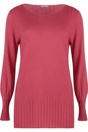 Malo Truien, Dames, Rood, XS, Kasjmier, Kasjmiertrui met Ribdetails