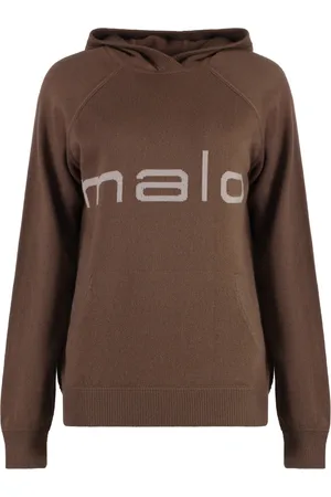 Malo Truien, Dames, Bruin, M, Kasjmier, Cashmere Gebreide Hoodie met Logo
