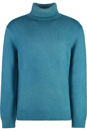 Malo Truien, Heren, Blauw, L, Katoen, Cashmere blend turtleneck sweater