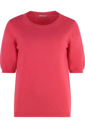 Malo Truien, Dames, Rood, L, Kasjmier, Kasjmier Ribgebreide Korte Mouw Trui