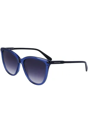 Longchamp Accessoires, Dames, Blauw, ONE Size, Blauwe Acetaat Zonnebril