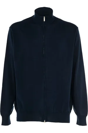 CASHMERE COMPANY Sweatshirts & Hoodies, Heren, Blauw, L, Heren Zip Pullover Sweater