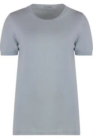Malo Truien, Dames, Blauw, M, Kasjmier, Kasjmier Ribgebreide Korte Mouw Trui