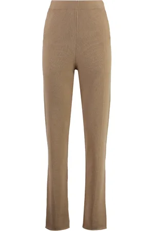Malo Broeken, Dames, Bruin, S, Kasjmier, Luxe Cashmere Broek met Zakken