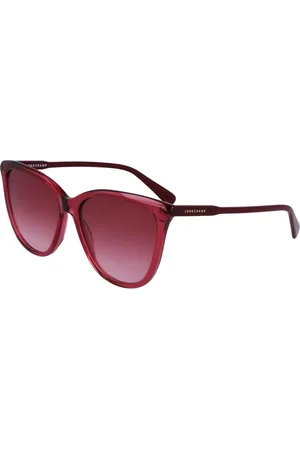 Longchamp Accessoires, Dames, Rood, ONE Size, Rode Acetaat Zonnebril
