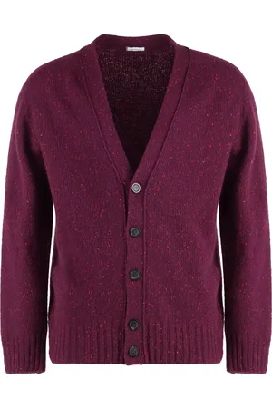 Malo Truien, Heren, Paars, XL, Kasjmier, Heather Effect Cashmere Cardigan