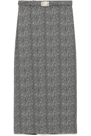 Staud Rokken, Dames, Veelkleurig, M, Visgraat Potloodrok met Riem