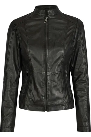 Bugatti Jassen, Dames, Zwart, 3Xl, Leer, Klassieke leren jas met opstaande kraag