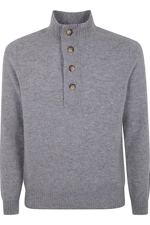 BARBA Truien, Heren, Grijs, M, Parel Gebreide Polo Shirt